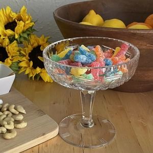 Vintage Crystal Compote Pedestal Candy Dish American Cut Eleanor Leonore